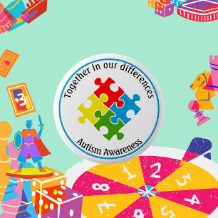 Chapa Redonda De 5 Cm Autism Awareness Jigsaw Puzzle Button