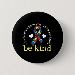 Chapa Redonda De 5 Cm Autism Awareness Kindness Ribbon Heart