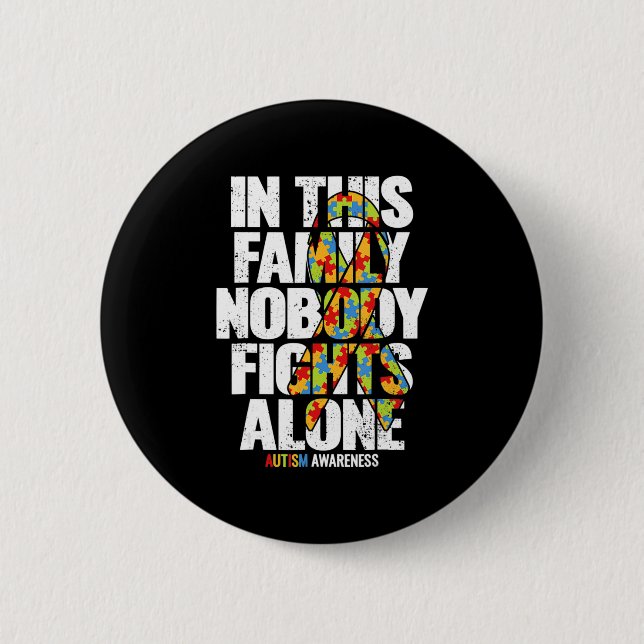 Chapa Redonda De 5 Cm Autism Awareness Shirs Family apoya el autismo de  (Anverso)