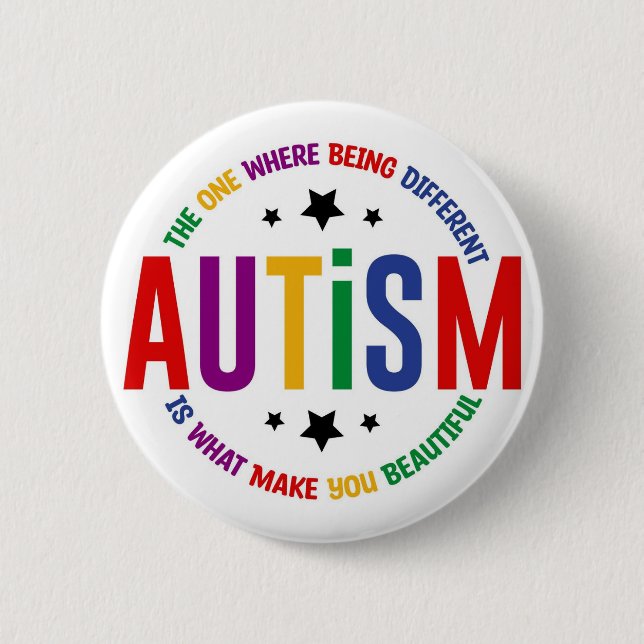 Chapa Redonda De 5 Cm Autism: Being Different Makes You Beautiful Pin  (Anverso)