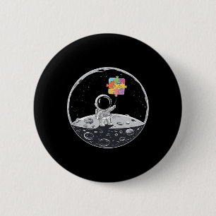 Chapa Redonda De 5 Cm Autismo astronauta Bylloon Autism Awareness Space 
