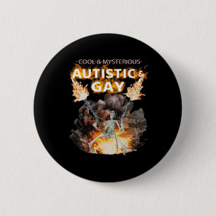 Chapa Redonda De 5 Cm Autismo Autista Y Gay Skeleton Funny Autism Skelet
