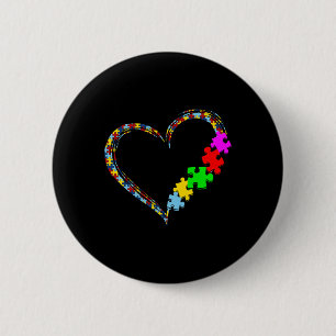 Chapa Redonda De 5 Cm Autismo Conciencia Amor Rompecabezas Corazón Pieza