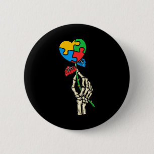 Chapa Redonda De 5 Cm Autismo Conciencia Calavera Rosa de autismo Pieza 