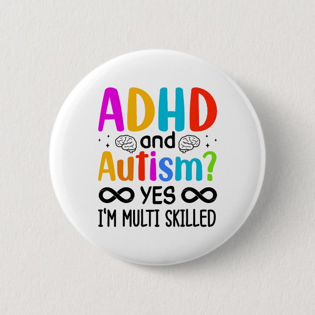 Chapa Redonda De 5 Cm Autismo Conciencia Neurodivergente Audhdh (Anverso)