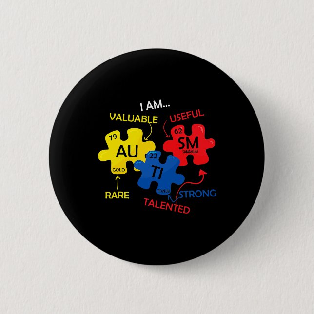 Chapa Redonda De 5 Cm Autismo Conciencia Rompecabezas Elementos Periódic (Anverso)