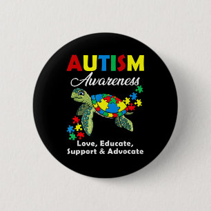 Chapa Redonda De 5 Cm Autismo Conciencia Tortugas Rompe Mamá Apoya Autis