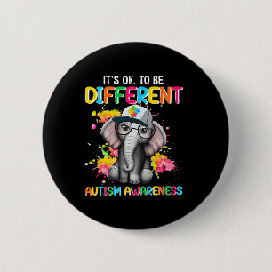 Chapa Redonda De 5 Cm Autismo Concienciación Elefante Flor Está Bien Ser