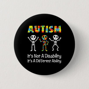 Chapa Redonda De 5 Cm Autismo Diferente Habilidad Skeleton Neurodiver Sk