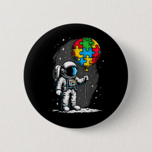 Chapa Redonda De 5 Cm Autismo en globo astronauta espacio autista de sen