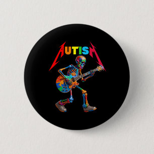 Chapa Redonda De 5 Cm Autismo Esqueleto Guitarra Rock Puzzle Música Auti