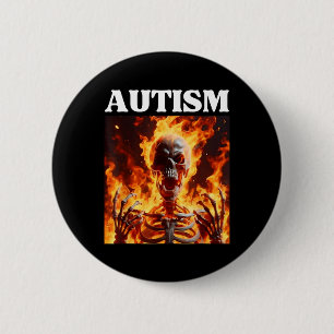 Chapa Redonda De 5 Cm Autismo Gracioso Rompecabezas dureza Skeleton Meme