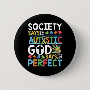 Chapa Redonda De 5 Cm Autismo Hijo de Hija Sociedad de Dios dice que soy