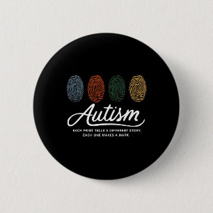 Chapa Redonda De 5 Cm Autismo Huellas Digitales Cada Impresión Dice Un S