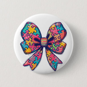 Chapa Redonda De 5 Cm Autismo Mamá Rompe Pieza Coquette Bow Autismo De C