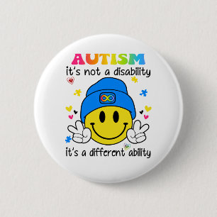 Chapa Redonda De 5 Cm Autismo No es una discapacidad Es diferente