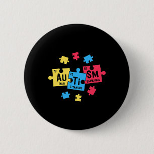 Chapa Redonda De 5 Cm Autismo Para Profesores SPED Elementos Periódicos 