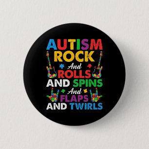 Chapa Redonda De 5 Cm Autismo Rock Roll Giro Torbellino Rompecabezas Gui