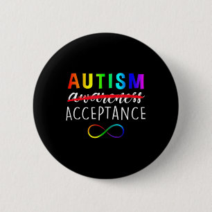 Chapa Redonda De 5 Cm Autismo Rojo en lugar de Aceptación No Conciencia