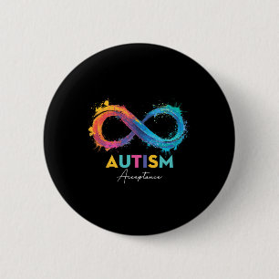 Chapa Redonda De 5 Cm Autismo Rojo En Lugar De Símbolo De Infinito Acept