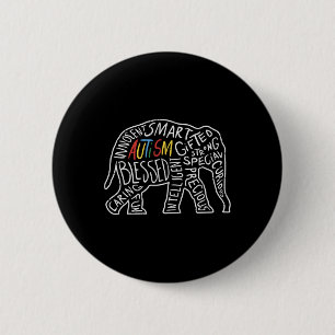 Chapa Redonda De 5 Cm Autismo Sensibilización Elefante Palabras Regalo d