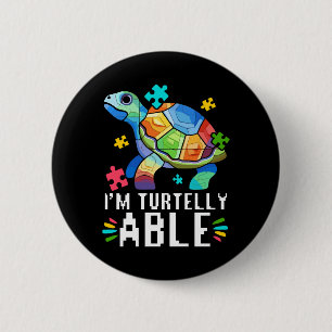Chapa Redonda De 5 Cm Autismo tortuga rompecabezas autista Autismo Conci