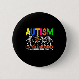 Chapa Redonda De 5 Cm Autismo una habilidad diferente esqueleto divertid