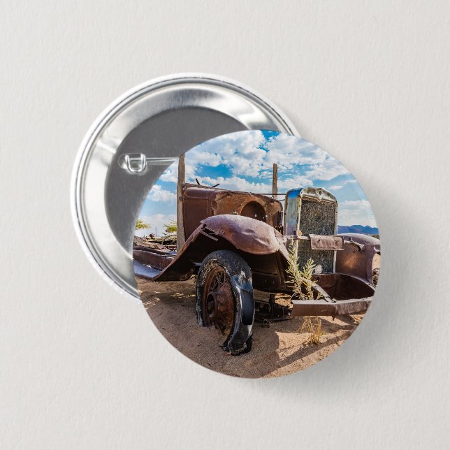 Chapa Redonda De 5 Cm Auto viejo y abandonado #3 en Solitaire, Namibia (Anverso y reverso)