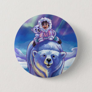 Chapa Redonda De 5 Cm Autobús de oso polar