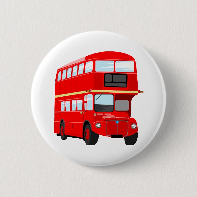 Chapa Redonda De 5 Cm Autobús rojo (Anverso)