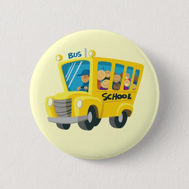 Chapa Redonda De 5 Cm Autobús school - (Anverso)
