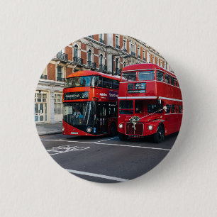 Chapa Redonda De 5 Cm Autobuses Red Double Decker
