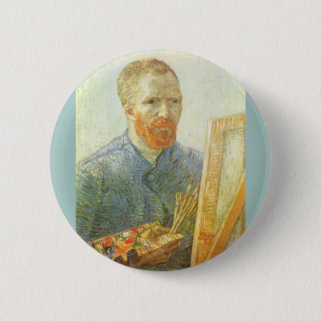 Chapa Redonda De 5 Cm Autoretrato frente a Easel, Vincent van Gogh (Anverso)