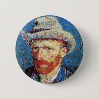 Chapa Redonda De 5 Cm Autorretrato de Vincent Van Gogh con sombrero de f