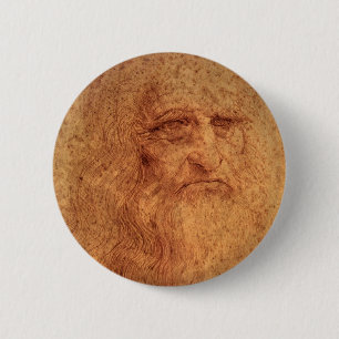 Chapa Redonda De 5 Cm Autorretrato del arte del Renacimiento de Leonardo