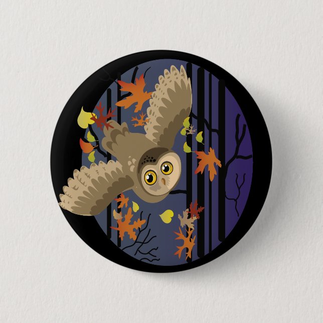 Chapa Redonda De 5 Cm Autumn Owl (Anverso)