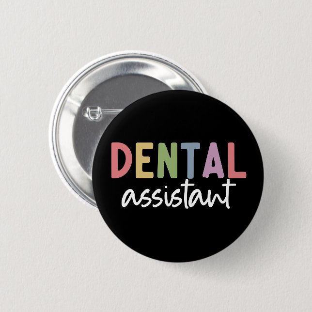 Chapa Redonda De 5 Cm Auxiliar dental | Regalos para dentista asistente (Anverso y reverso)