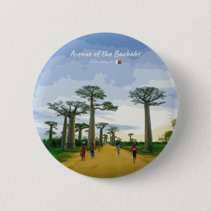 Chapa Redonda De 5 Cm Avenida de los Baobabs, Madagascar - Paisaje