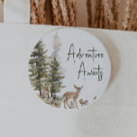 Chapa Redonda De 5 Cm Aventura de animales de bosque de bosques<br><div class="desc">Presentamos nuestra aventura de animales de bosque de bosques a la espera del botón - perfecto para una celebración tierna y caprichosa! Con una temática de selva acuática moderna con criaturas adorables como zorro, oso marrón, conejo y ciervo, es ideal para una ducha de género neutro. Este diseño bohemio ofrece...</div>