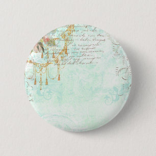 Chapa Redonda De 5 Cm Aves azules y borlos franceses