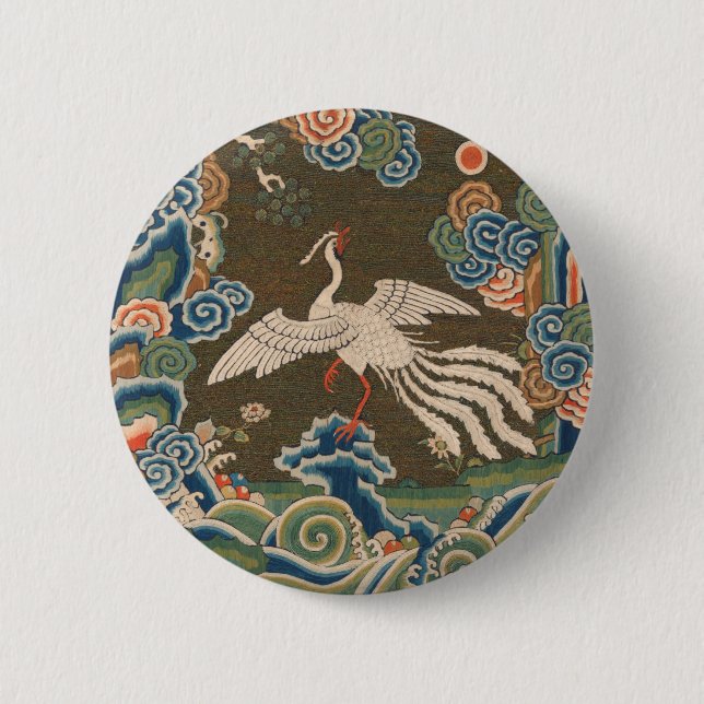 Chapa Redonda De 5 Cm Aves chinas antiguas tapiz foenix (Anverso)