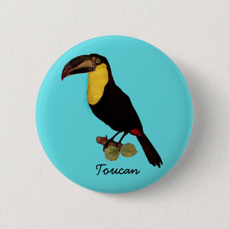 CHAPA REDONDA DE 5 CM AVES TOUCANAS. PIN TOUCAN AMARILLO