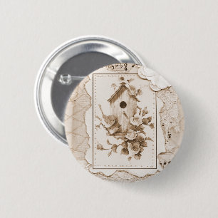 Chapa Redonda De 5 Cm Aves Y Casa Shabby Chic