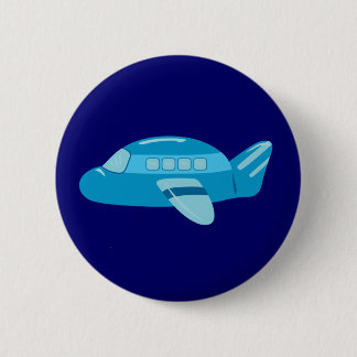 Chapa Redonda De 5 Cm Avión azul