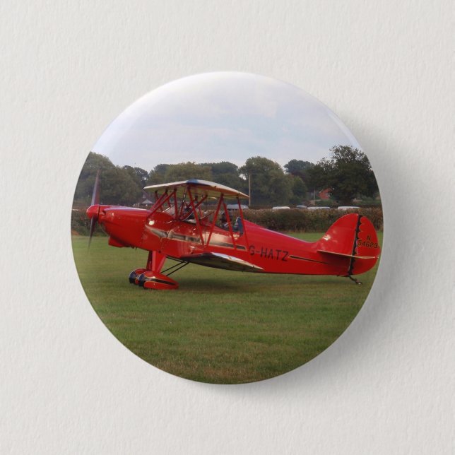 Chapa Redonda De 5 Cm Avión biplano Hatz (Anverso)