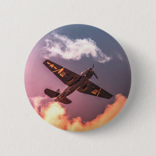 Chapa Redonda De 5 Cm Avión Vintage Hermoso Cielo