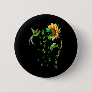 Chapa Redonda De 5 Cm Awarene De Salud Mental De Sunflower Hummingbird R