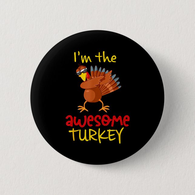 Chapa Redonda De 5 Cm Awesome Turkey Matching Family Group Thanksgiving  (Anverso)