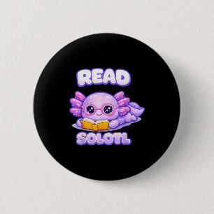 Chapa Redonda De 5 Cm Axolotl divertido libro de lectura biblioteca niño