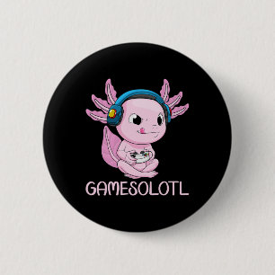 Chapa Redonda De 5 Cm Axolotl Jugador Gamesolotl Kawaii Juegos Para Chic